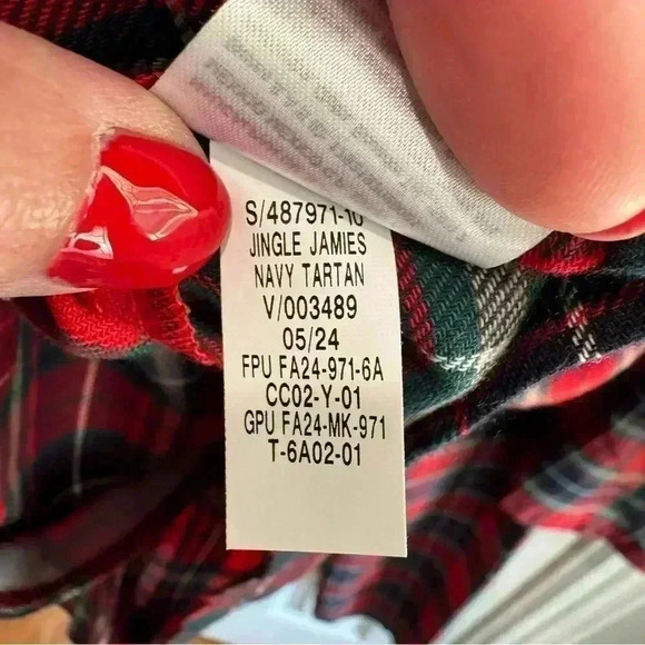 Old Navy Jingle Jammies Set Gender Neutral Children’s XXL 18 Christmas Tartan - Picture 5 of 8